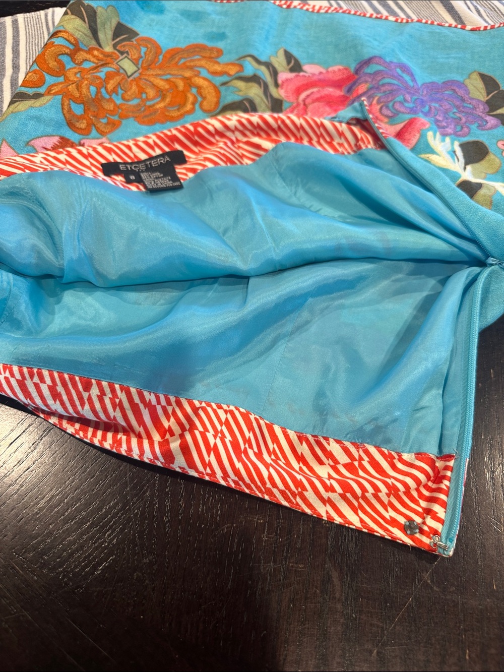 Etcetera Skirt Size 8 Linen Blend Floral Embroidered A line Colorful - Picture 10 of 10